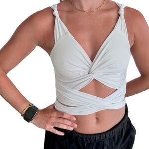 Lioness Porto Cervo Tie Up Crop Top white Small